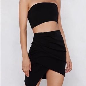 Nasty Gal Black Bandeau Top and Mini Skirt Set